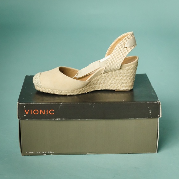 Vionic Shoes - Vionic 6 Wide Tan Suede Espadrille Wedges